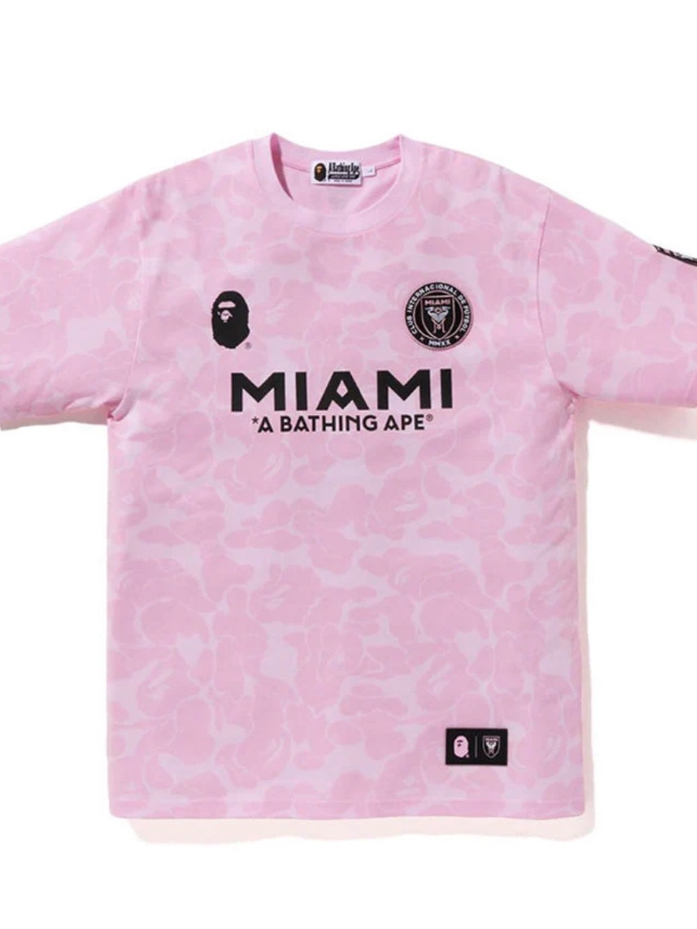 Bape x Inter Miami football MLS Pink Camouflage Logo Jersey shirt